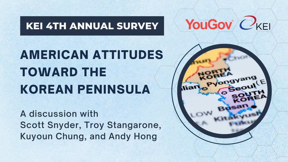 📆 Tue. Oct. 3 at 9 AM ET 📆
How do Americans view 🇺🇸🇰🇷 relations today? Join us for a discussion of the issues impacting the alliance at 70 and the results of our 4th annual survey on American attitudes toward the Korean Peninsula.
@snydersas @ckuyoun
📩 bit.ly/4540YQ8