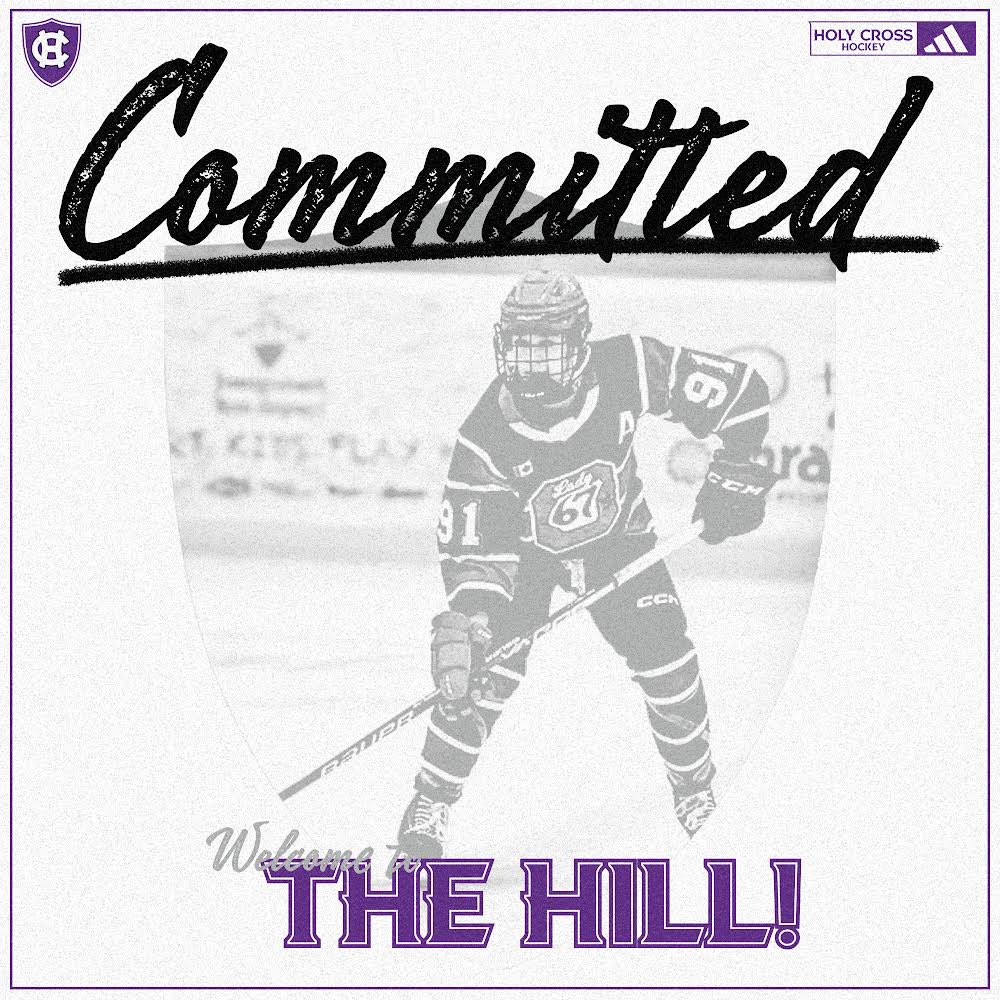 I am incredibly excited and honoured to announce my commitment to play NCAA Division 1 hockey at The College of The Holy Cross. I would like to thank everyone who has helped me along the way. #GoCrossGo