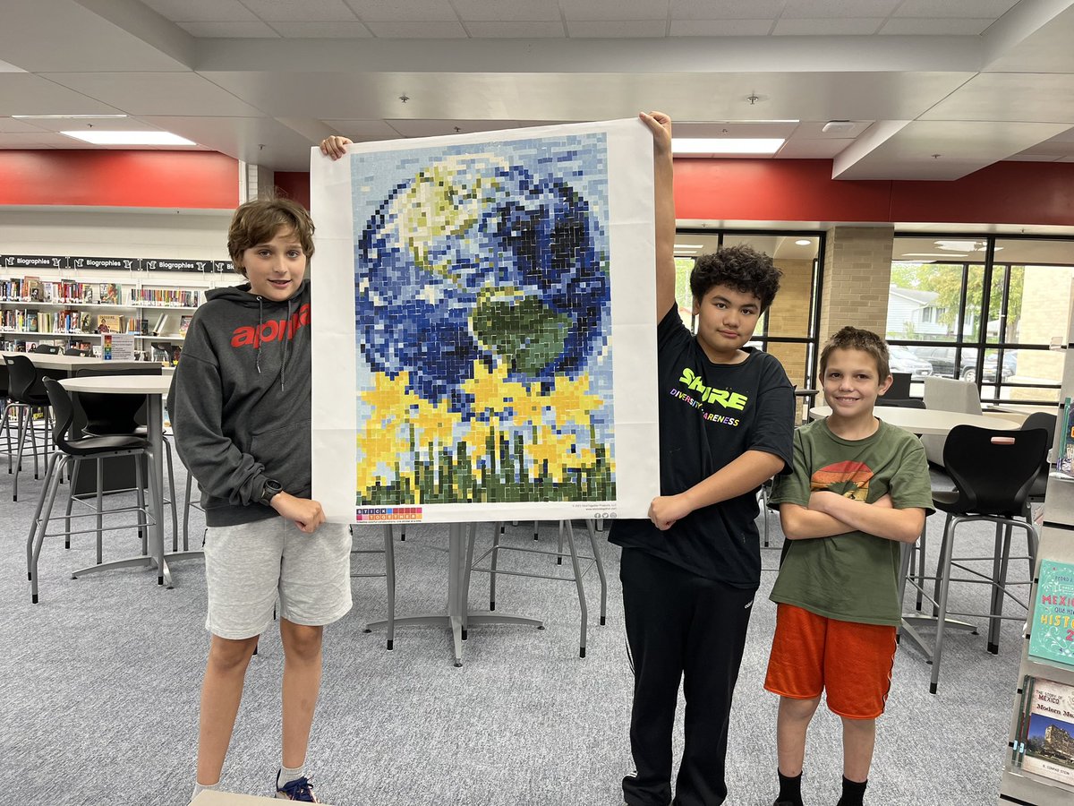 omalley_tracy's tweet photo. Students love stopping in the library and adding a few stickers at a time.  This one took many hands to complete.  Nice work, Wildcats!  @CSJHWildcats #wildcatpride #oneofus #ProudToBe15 https://t.co/IcOHDnKoRy