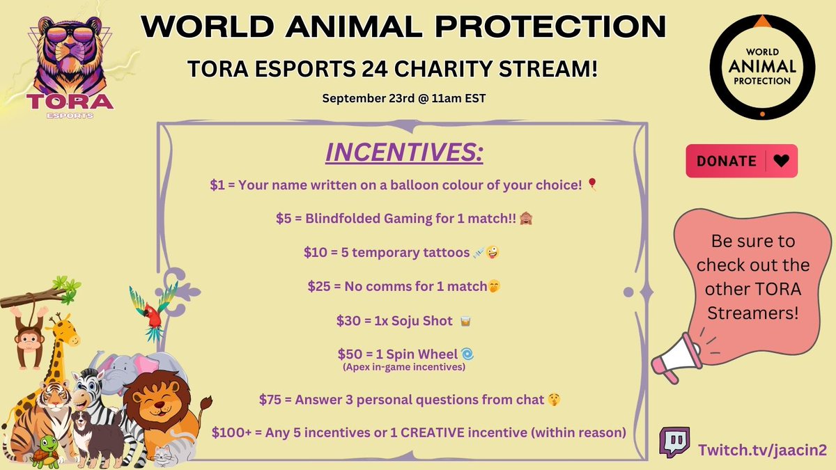 Hi hiii!! I'll be starting off the TORA Charity Stream @ 11am tomorrow morning!! Come hang out with us in chat! 🥳💜