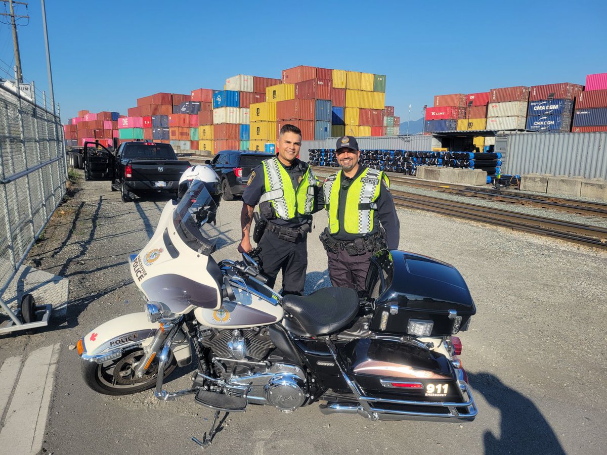 VPDTrafficUnit's tweet photo. Constable Shokker @VancouverPD and Constable Rai @canadianpacific in support of Railway Safety Week. #SeeTracksThinkTrain #STOPTrainTragedies #PolicePartners https://t.co/9C0pPuERRU