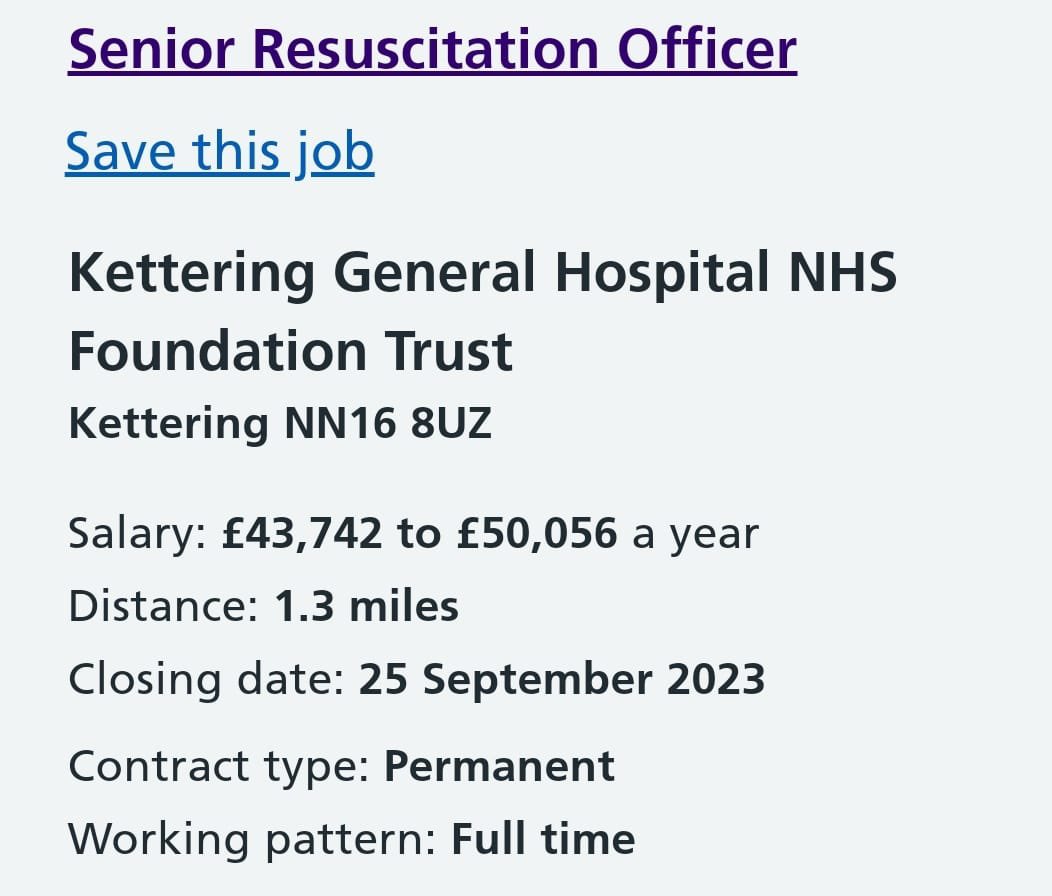 CCOT_KGH's tweet photo. An exciting opportunity has come up to join @KettGeneral as a Senior Resuscitation Officer. For more info ➡️ https://t.co/tmPvFi5LOj
#resusofficer #NHSJobs https://t.co/8FNjTEeWHg
