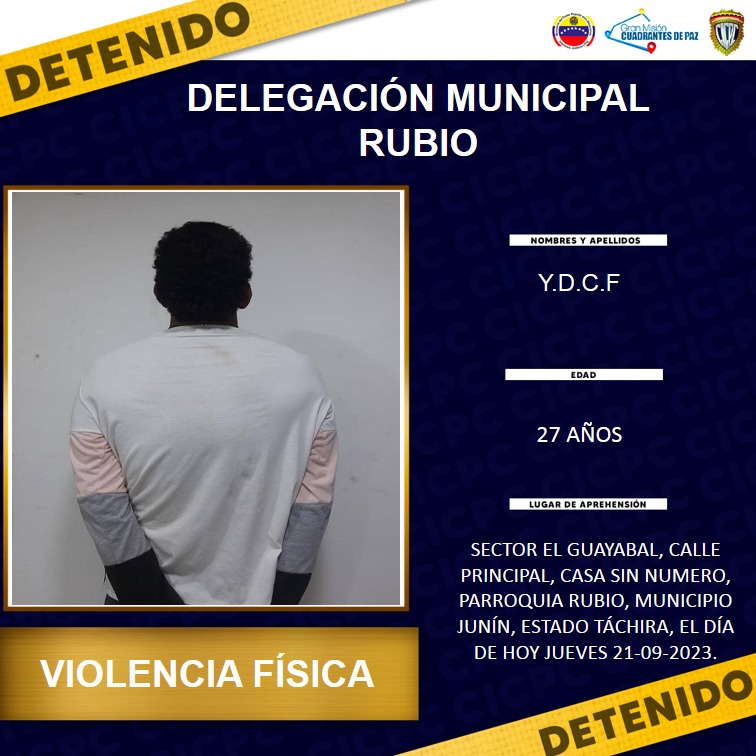 Detenido un ciudadano por el delito de Violencia en Rubio 
bit.ly/48tO1Cr
@REDIPLOSANDES
@Deletachira