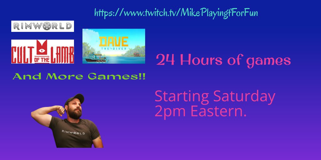 MikeplayForFun's tweet image. Streaming 24hours Starting tomorrow, Got any game Suggestions? Stop by and say Hi!
 twitch.tv/mikeplayingfor…

#twitch #TwitchAffliate  #24hours