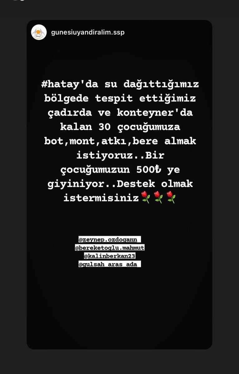 Kış geliyor. Hatay’a destek olalım