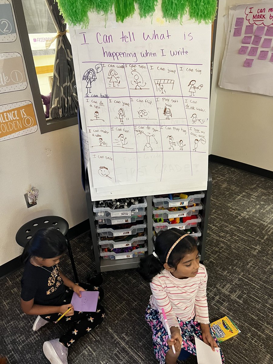MindiGilder's tweet photo. @britngeren and first grade are doing a wonderful job with Patterns of Wonder!  The students love using visuals and pictures from their read alouds to explore grammar and writing skills!  @MooneyhamElem https://t.co/NRa0w25Q41