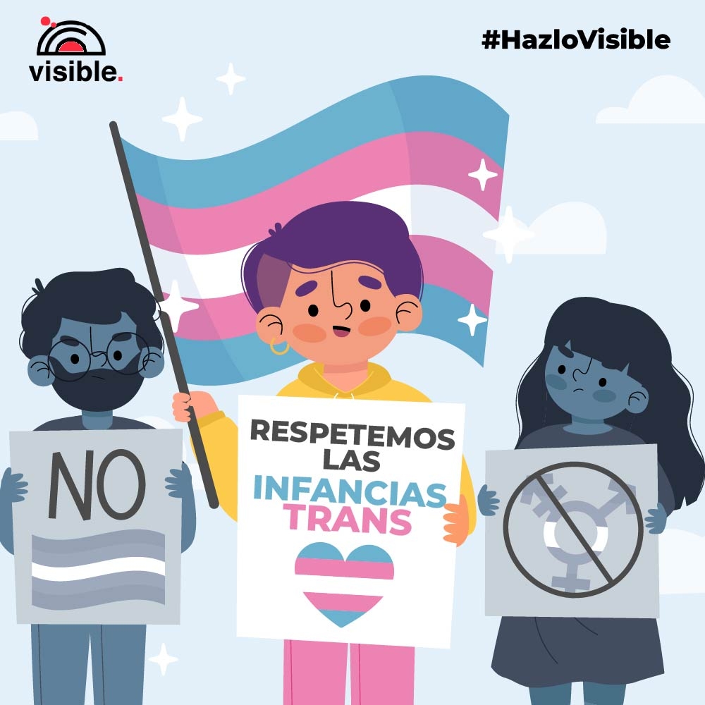 Llenemos de sonrisas y abrazos a las infancias trans. #HazloVisible 🏳️‍⚧️ #VISIBLE #LGBTI #infancias #trans #diversidad #felicidad #respeto