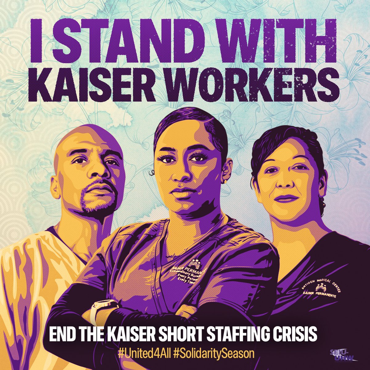 seiu_uhw's tweet photo. The Kaiser short-staffing crisis has hurt all of us. Please stand with frontline healthcare workers by resharing this post to call out @KPThrive executives for their bad faith bargaining. #United4All #SolidaritySeason https://t.co/KNADskIcKs