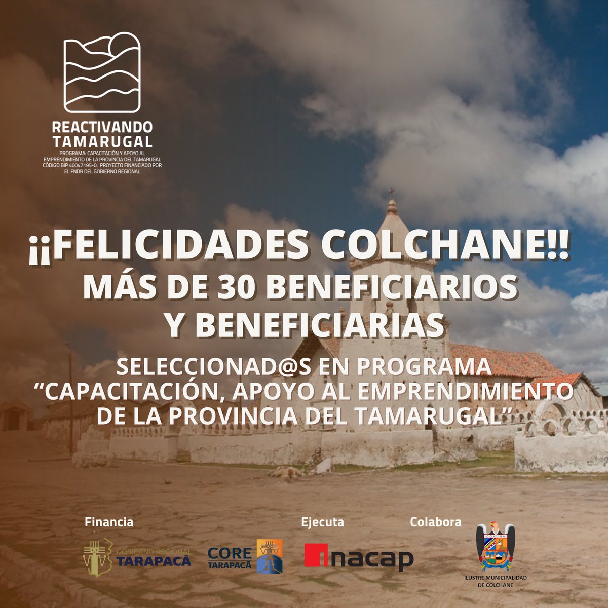 RTamarugal's tweet photo. #ProvinciaDelTamarugal
🙌 ¡¡ATENTO #COLCHANE!! 🙌
Ya estamos presente en tu comuna para ayudarte con tu proyecto seleccionado para potenciar su impacto en la economía local y en la creación de empleo provincial.
@Gore_Tarapaca @CoredeTarapaca @Inacapinos @INACAPiquique https://t.co/q2zQGlXuk1