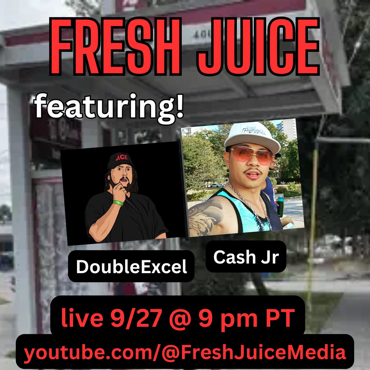 FreshJuiceMedia's tweet image. Got another one from @TakeoverMusicCo on 9/27 with big personality @doubleexcel206 and @CJDasorine joins us from Vancouver BC to the the North

Link to watch live in bio!

#DoubleExcel #CashJr #FreshJuice #TakeoverMusicCollective #OverweightandUnderpaid #cjeezy #CJDasorine
