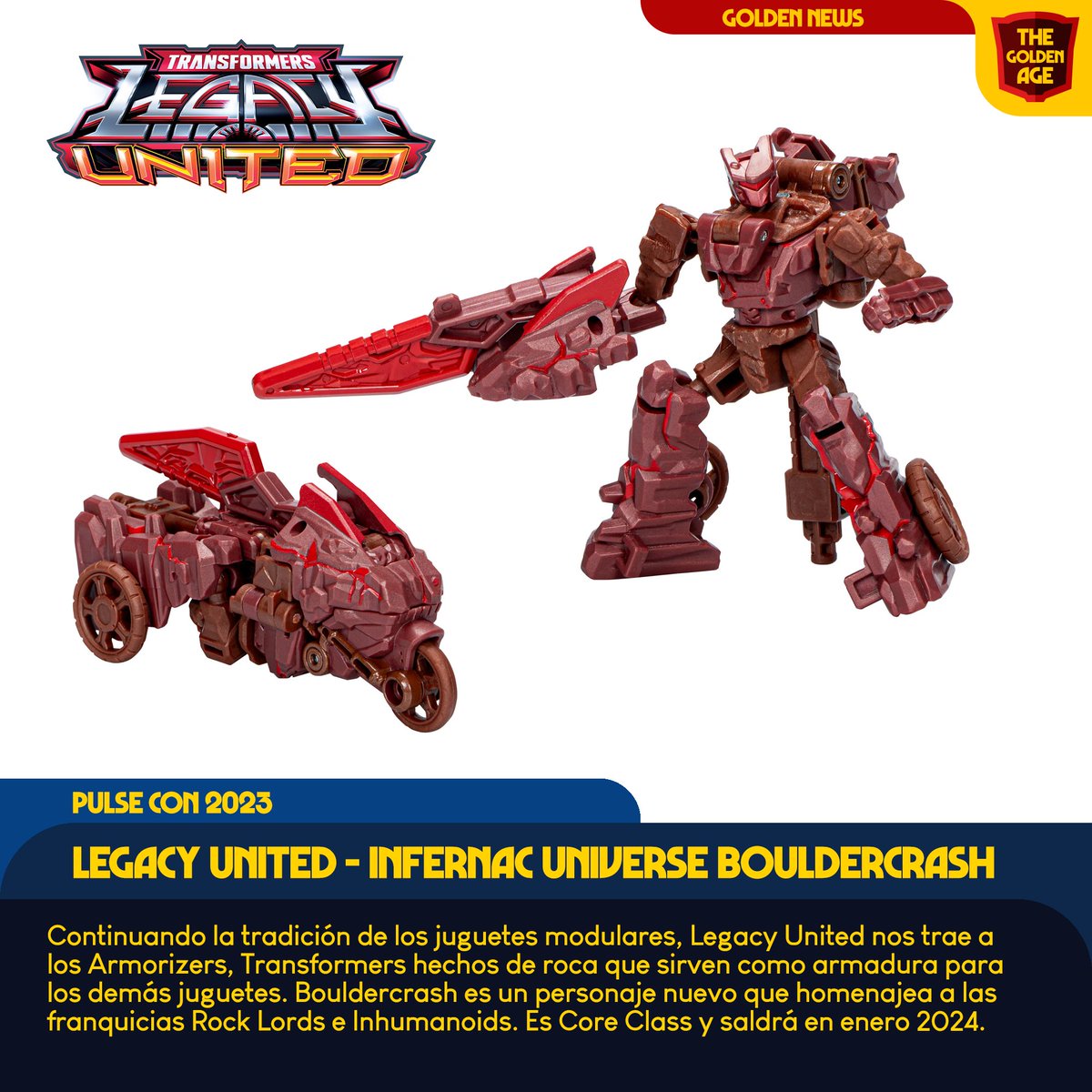 TFthegoldenage's tweet image. Tras el vistazo a los juguetes basados en Transformers animated, hoy Hasbro presentó la primera oleada de figuras de Transformers Legacy United, que será la línea del 40 aniversario de la franquicia en 2024.
#transformers #PulseCon2023