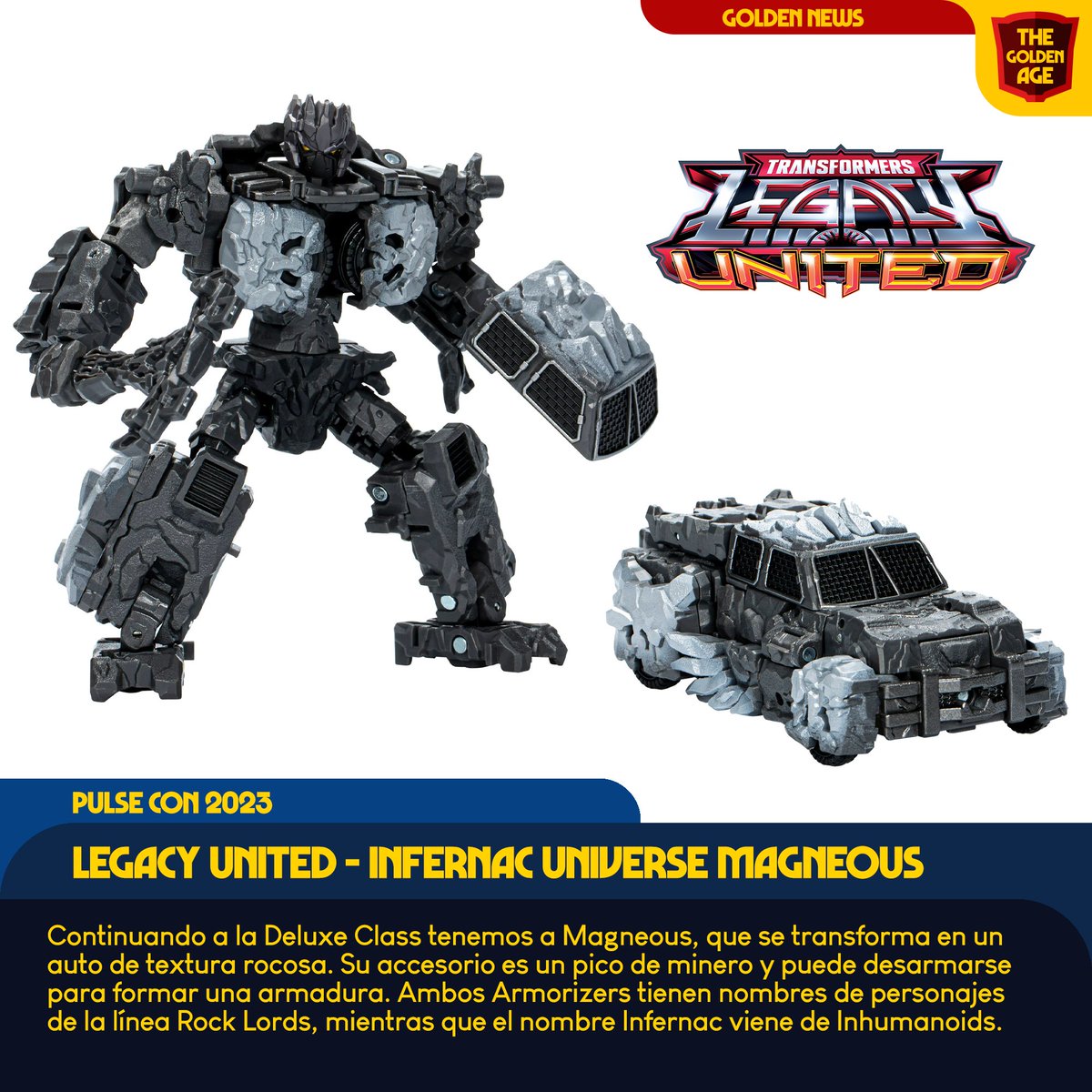 TFthegoldenage's tweet image. Tras el vistazo a los juguetes basados en Transformers animated, hoy Hasbro presentó la primera oleada de figuras de Transformers Legacy United, que será la línea del 40 aniversario de la franquicia en 2024.
#transformers #PulseCon2023
