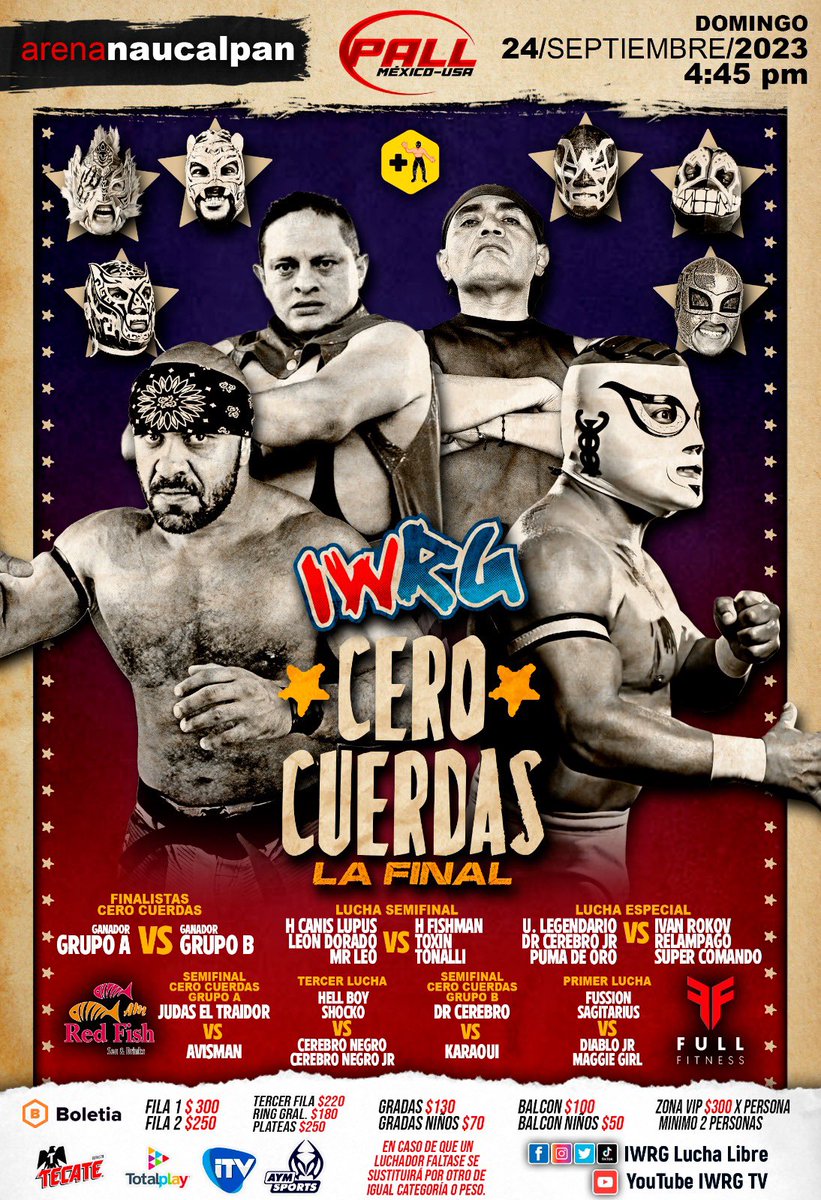 LUCHALIBREIWRG's tweet photo. 🔥 CERO CUERDAS LA FINAL 🔥

Adquiere tus boletos en taquillas de la arena y en Boletia

📍Arena Naucalpan
📅 Domingo 24 de Septiembre 2023
⏰ 4:45 pm

#NoSomosIndependientes #SomosIWRG #ArenaNaucalpan #Revolucionando #IWRG #LuchaLibre #LuchaLibreMexicana https://t.co/apwoBCuLSC