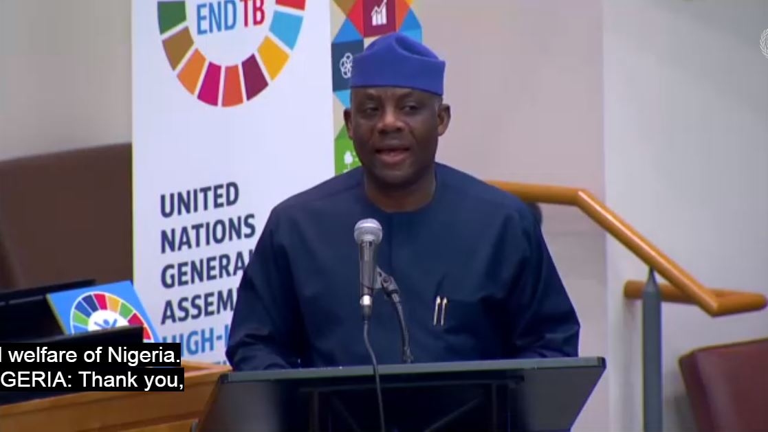 'Nigeria is in support of this action-oriented political declaration, which commits 2 providing diagnosis & treatment 2 45 million people, including 4.5 million children & TPT 2 45 million people between d years 2023 & 2027. ' - Tunji Alausa, Min of State @Fmohnigeria #UNGA78