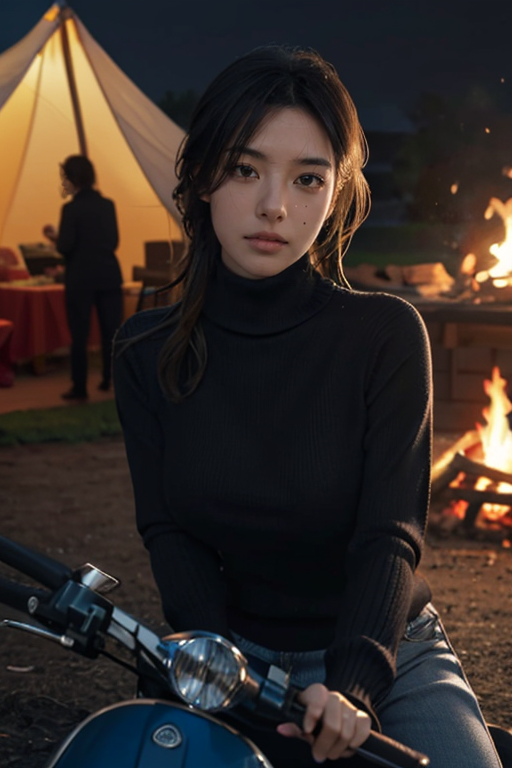 beautyaiart's tweet image. 秋分の日、キャンプファイヤーの周りで楽しいおしゃべり🔥🍁 友達との思い出が増えるわ♪ 皆さんも友達とキャンプ楽しんでるかな？🏕️💖 #秋分の日 #stable_diffusion #AIイラスト #AI美女 #AI #beauty #girls #fashion #AIグラビア #AI美人 #AI美少女 #stablediffusion