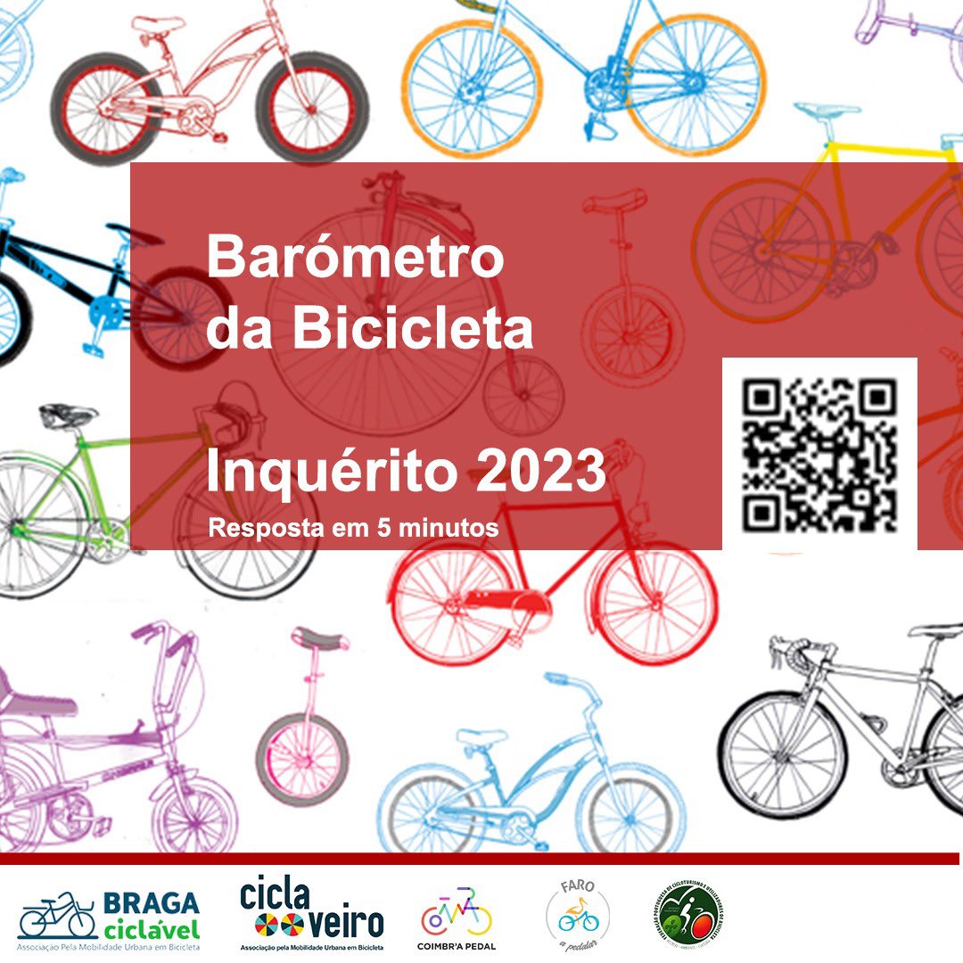 Quer ande, quer não ande ou não saiba andar, este inquérito é para toda a população responder!

São menos de 5 minutos e respondem aqui: forms.gle/cRYUUEs5HHsBsh…

#mobilidade #bragaciclavel #ciclaveiro #coimbrapedal #faroapedalar #fpcub #inquerito #barometrobicicleta #bicicleta