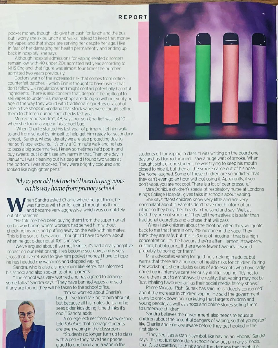 Important discussion about adolescent vaping even in <a href="/TheSun/">The Sun</a> thank you for the interview 10/9/23
