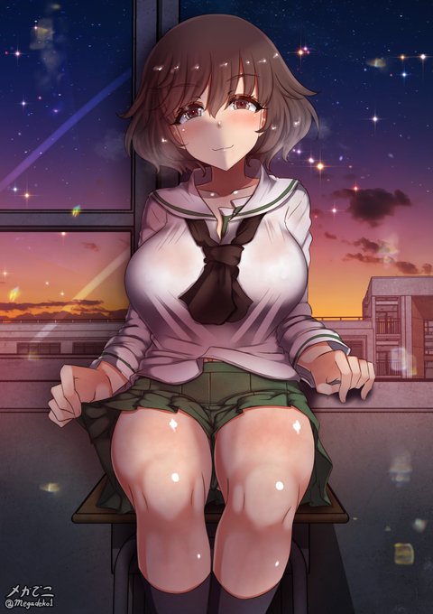 夜の誰もいない教室の優花里と… 