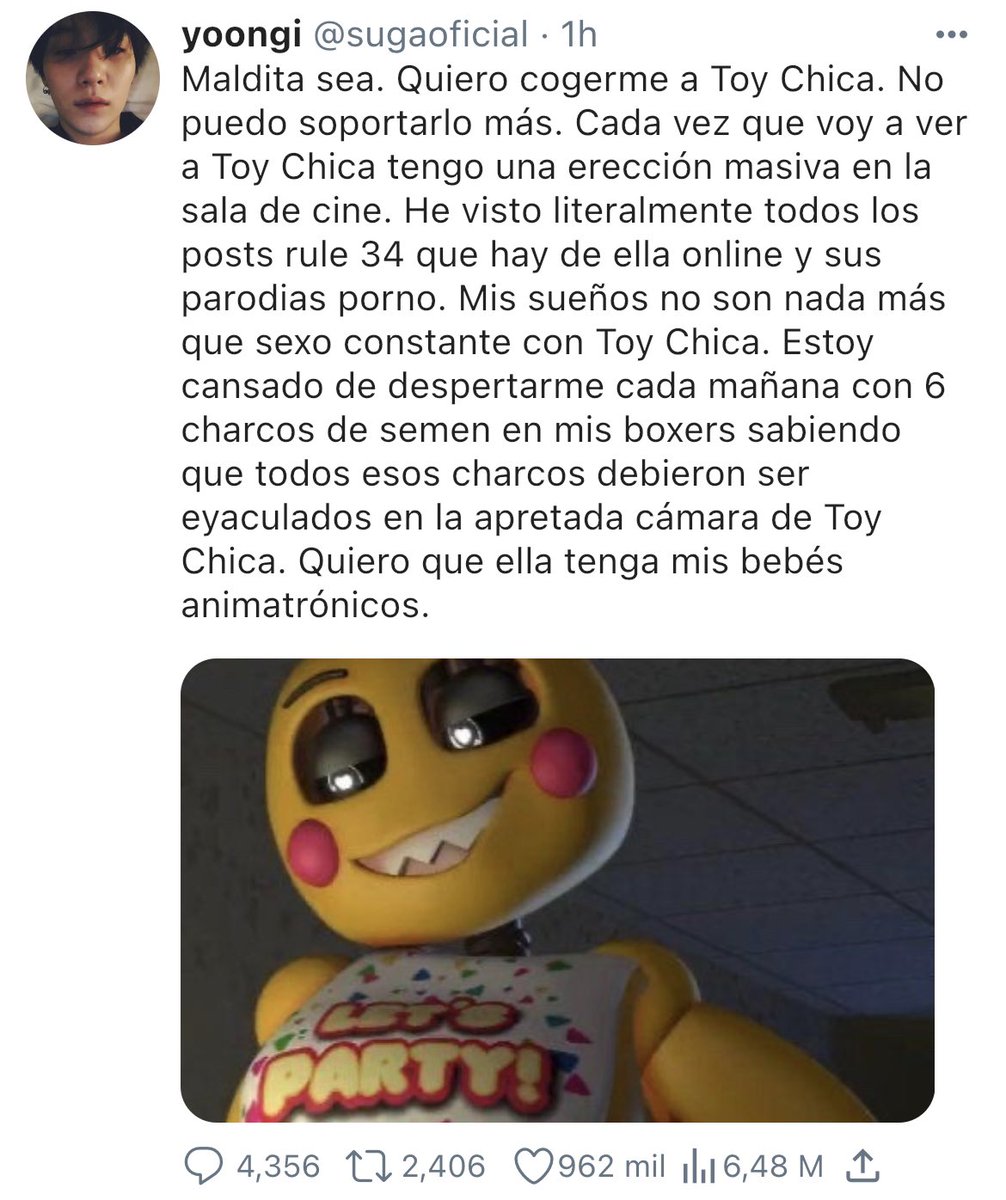 koottomiau's tweet photo. ⭐️ un au yoonmin donde . ‧ •.¸˚. ✿ 

yoongi es un famoso streamer obsesionado con toy chica y jimin es un cosplayer a quien suelen comparar físicamente con dicha animatrónica. 

#yoonminau #auyoonmin https://t.co/eICSAWAoz9