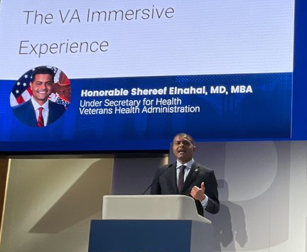 USHVHA's tweet photo. At the @DigitalHealthNY summit, I demonstrated how virtual reality is transforming healthcare for Veterans. Immersive technology is highly effective in treating conditions like pain and anxiety. It's the future of healthcare and we're excited about its positive outcomes. https://t.co/D7leQPlInk