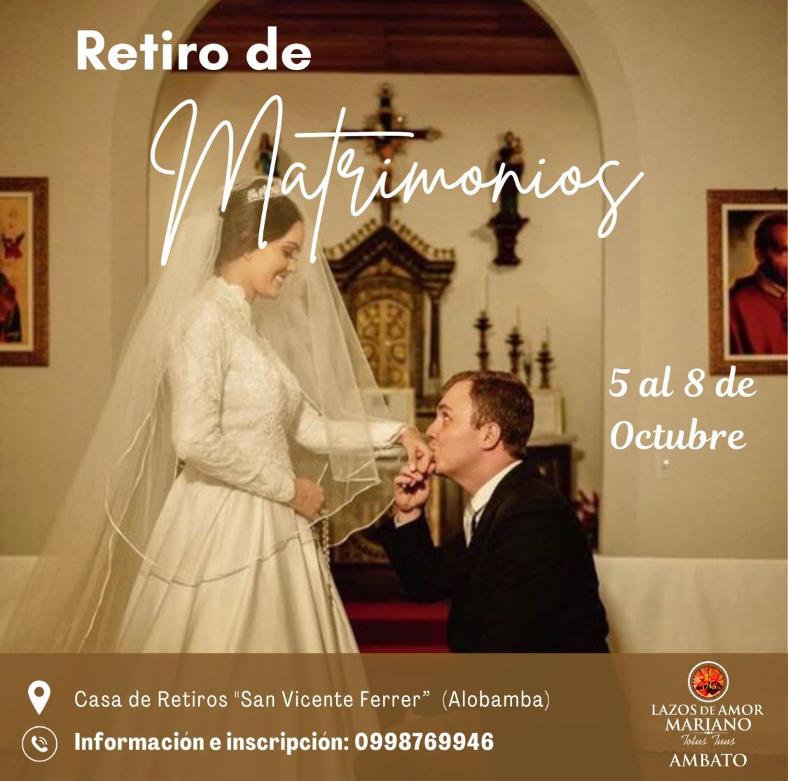 💍 Retiro de Matrimonios 👫 del 5 al 8 de octubre. Información e inscripciones al 0998769946.

#LaRadioDeTodaLaVida