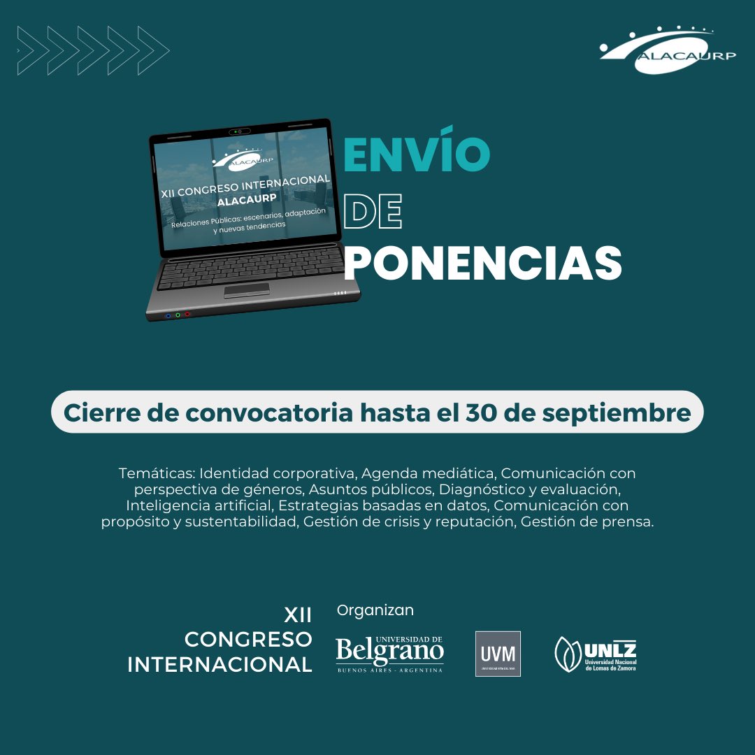 🚨Últimos días de inscripción a las mesas de ponencias.

👉🏻Fecha límite de envío: hasta el 30 de septiembre

🗓️Recordá que las mesas de ponencias se realizarán en el horario intermedio de ambas jornadas.

🔗Link de inscripción 👉🏻 linktr.ee/Alacaurp