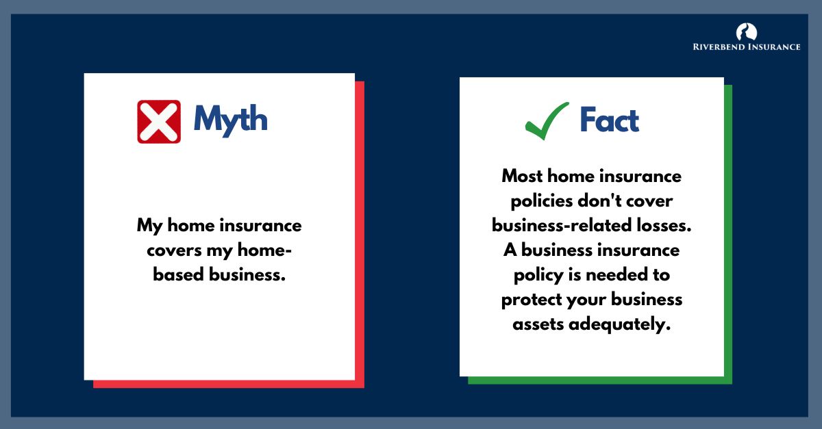 RiverbendIns's tweet image. Most #HomeInsurance policies don't cover business-related losses. A #BusinessInsurance policy is needed to protect your business assets adequately.
#RiverbendInsurance #InsuranceMyth #InsuranceFact #HomeBasedBusiness #DenverInsurance #ColoradoInsurance #DenverColorado