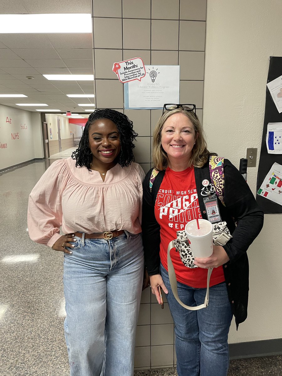 lrich_99's tweet photo. I can not thank these ladies enough for coming out to support @CrosbyMSCougars @CrosbyISD for #RedBoxFriday and #EducatorWellness and preparing an important presentation on suicide awareness to help prevent tragedies. You are the BEST! @thenikkileebee and Ms Baines https://t.co/MdxL760Luo