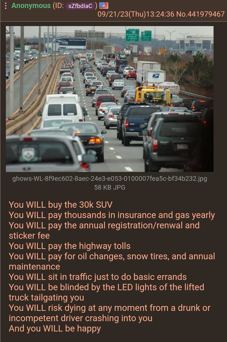 FuckCarsReddit's tweet image. It's quite an amazing feat of social engineering to convince so many people that the burden of car ownership is synonymous with freedom.