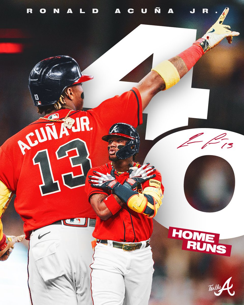 Atlanta Braves (@braves) on Twitter photo .<a href="/ronaldacunajr24/">Ronald Acuña Jr.</a> is now:
⚾️ The fifth member of the 4️⃣0️⃣-4️⃣0️⃣ club
⚾️ The ONLY member of the 4️⃣0️⃣-6️⃣0️⃣ club
🗣️ MVP! MVP! MVP! .<a href="/ronaldacunajr24/">Ronald Acuña Jr.</a> is now:
⚾️ The fifth member of the 4️⃣0️⃣-4️⃣0️⃣ club
⚾️ The ONLY member of the 4️⃣0️⃣-6️⃣0️⃣ club
🗣️ MVP! MVP! MVP!