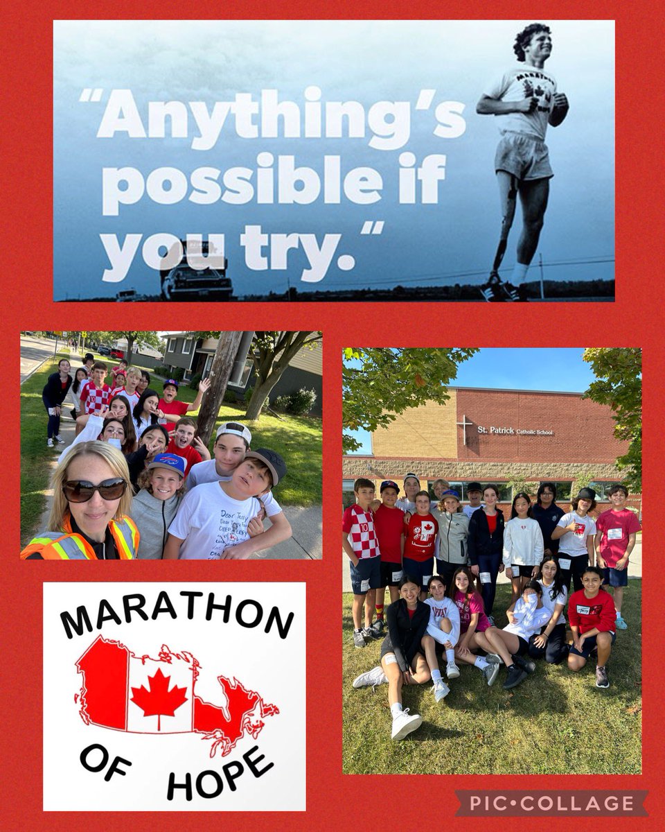 A beautiful sunny day for our Terry Fox Walk! Thank you grade 7s for showing support by wearing red and donating toonies! @StPatrickB ❤️