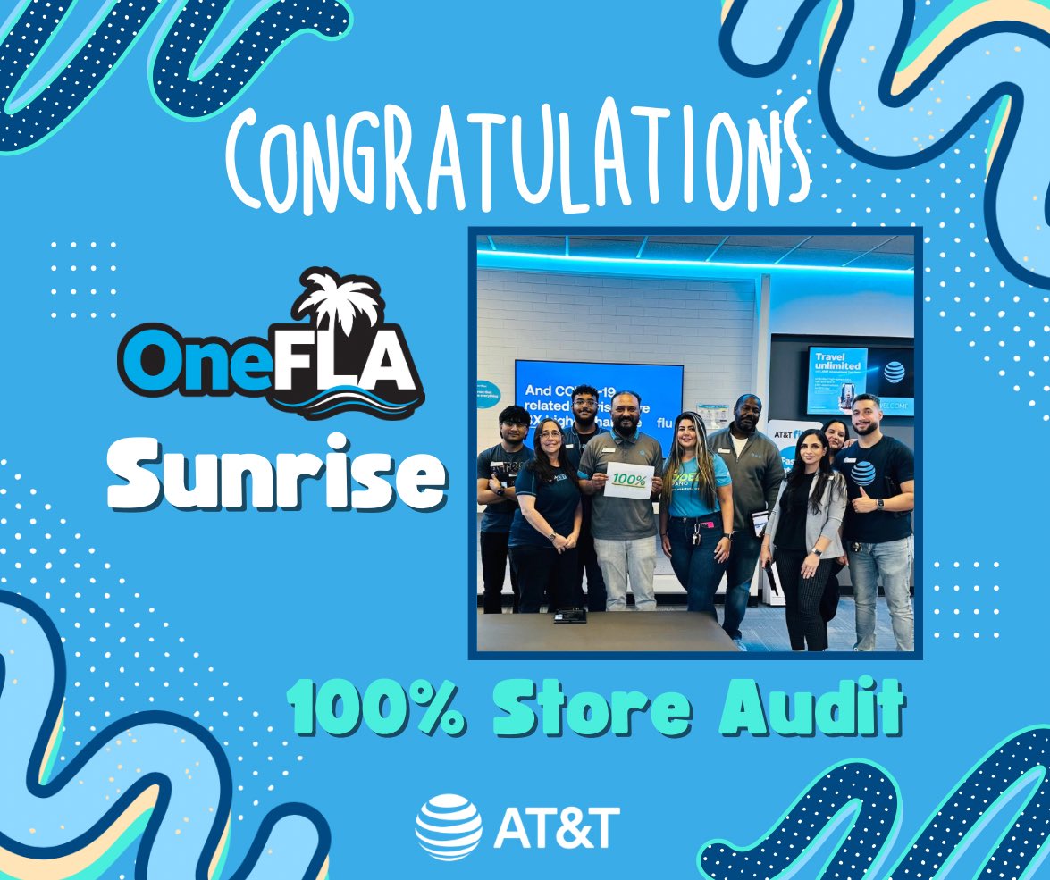 Back to Back to Back 💯% Store Audits in #OneFLA for Ocala Market Street, Fort Lauderdale Downtown and the Sunrise Stores! Amazing execution! Let’s Goooooo! #OneFLA 😎 #LifeAtATT
#ItsAFloridaThing @theeastregion