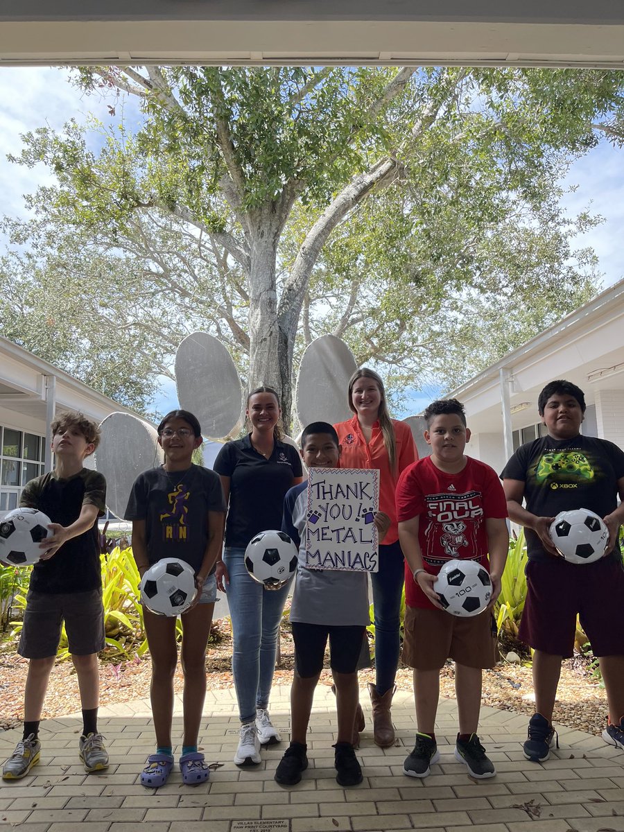 Special thanks to Metal Maniacs for donating soccer balls to our 5th graders! We appreciate your support! ⚽️ ☠️
<a href="/VillasElem/">Villas Elementary</a> <a href="/LeeSchools/">School District of Lee County</a>
