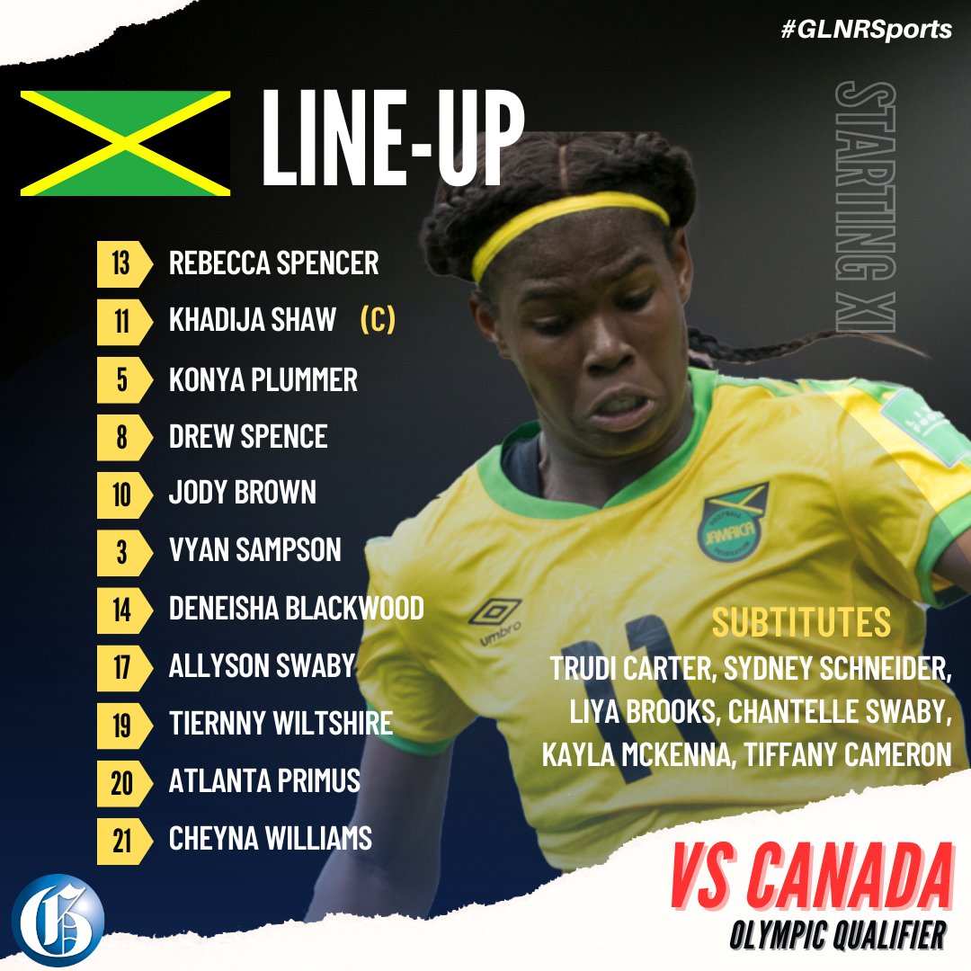 JamaicaGleaner's tweet photo. #JAMvsCAN: In a crucial Olympic qualifier, the Reggae Girlz will meet Canada at the National Stadium in St Andrew, with the match set to begin at 7 pm. #GLNRSports https://t.co/80veAIBBeS