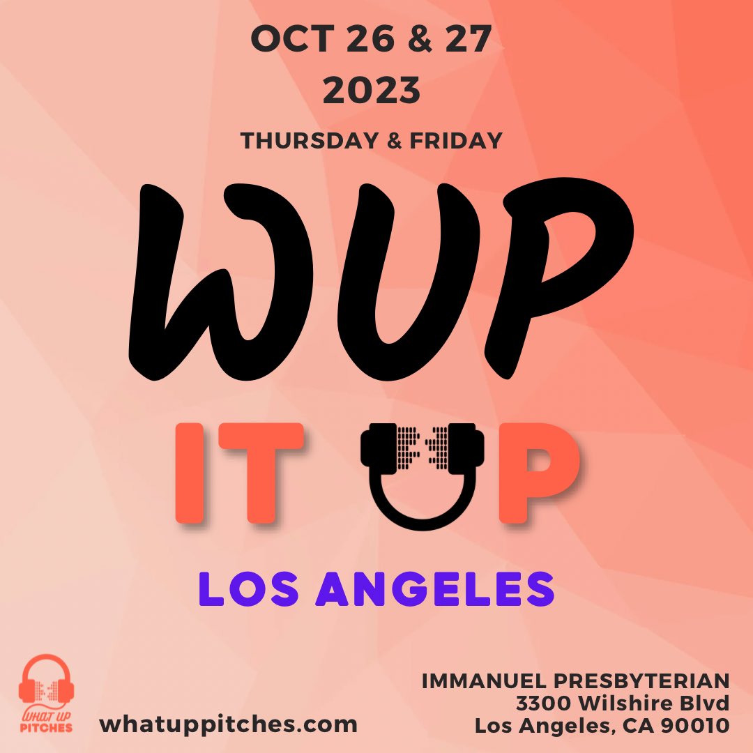 Announcing our WUP It Up L.A. Speakers starting on Monday!!!

Who would you like to see as a panelist for WUP It Up LA? 🤔 Let us know in the comments below 👇 

Let’s WUP It Up 🧡 this Oct 26 &amp; 27!!! events.humanitix.com/wupitupla2023

More info here: whatuppitches.com