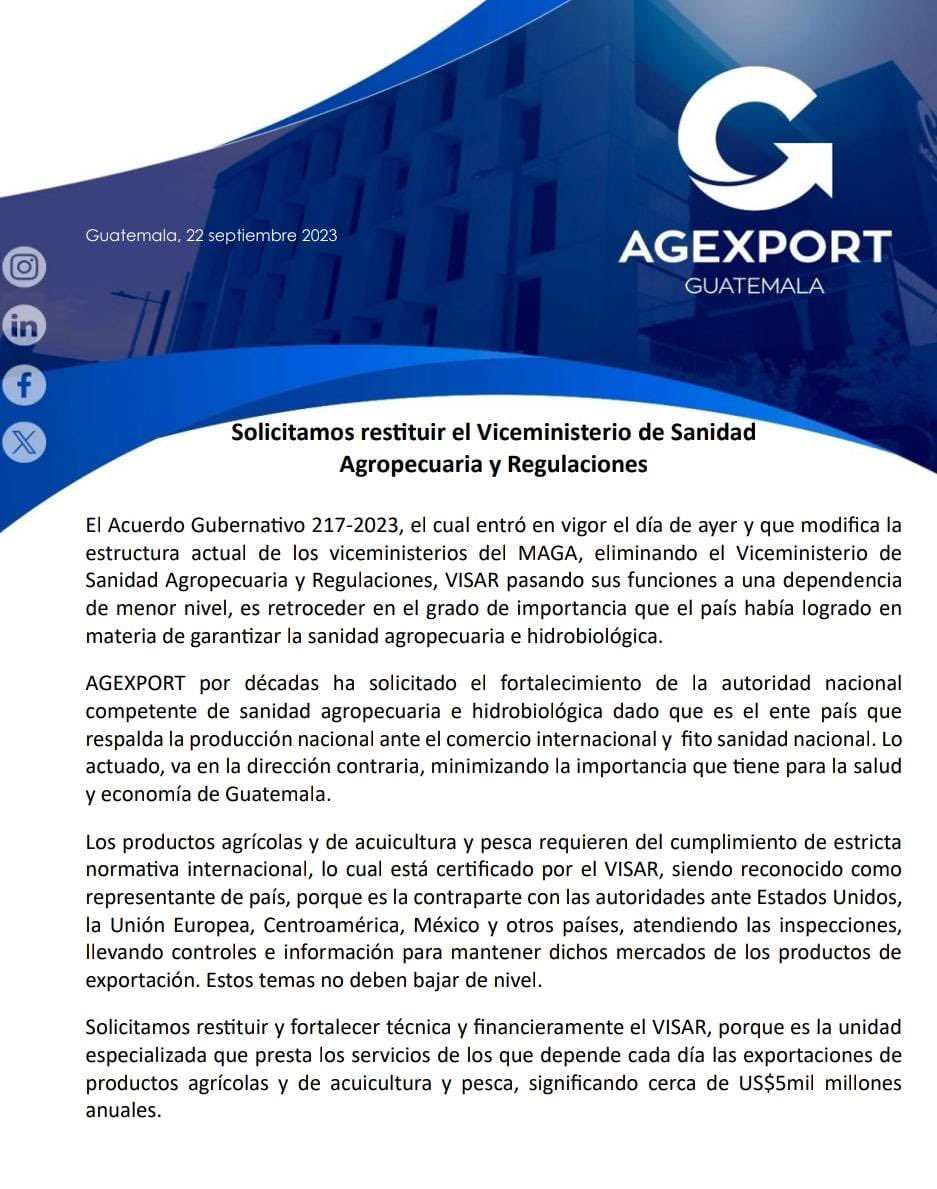 Comunicado #Agexport