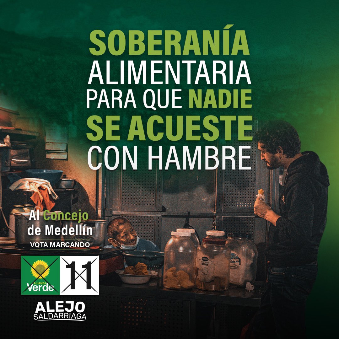 AlejoSalda1's tweet photo. Para lograr la soberanía alimentaria en nuestra ciudad, es crucial implementar políticas públicas. Por ello, estamos comprometidos en desarrollar una política orientada a erradicar el hambre. #RescatemosLaPrimavera #Verde11🌻#Medellín 💚 https://t.co/o26DVBPeOH