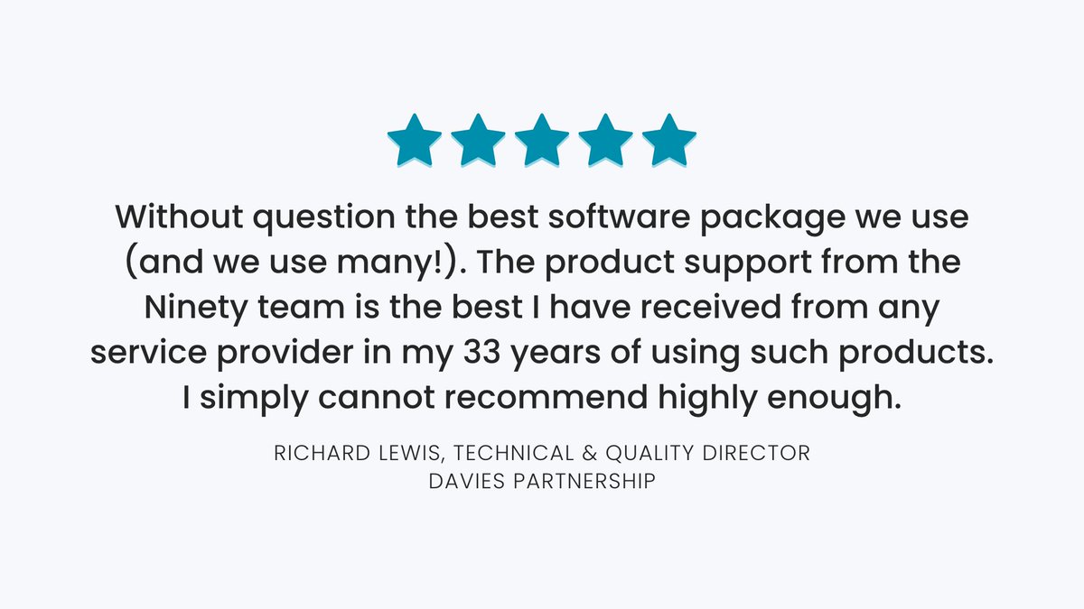 NinetyApp's tweet photo. Thanks for your glowing review, Richard. As much as we love our platform, we love our outstanding support team even more! We’re so happy to hear how pleased you are with their efforts, and we’ll be sure to pass on the compliment! #CustomerSupport #NinetySupport https://t.co/0M94wrMDPl
