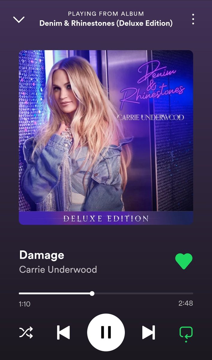 Current obsession. Too perfect. @carrieunderwood #Damage #DenimAndRhinestones #DeluxeEdition