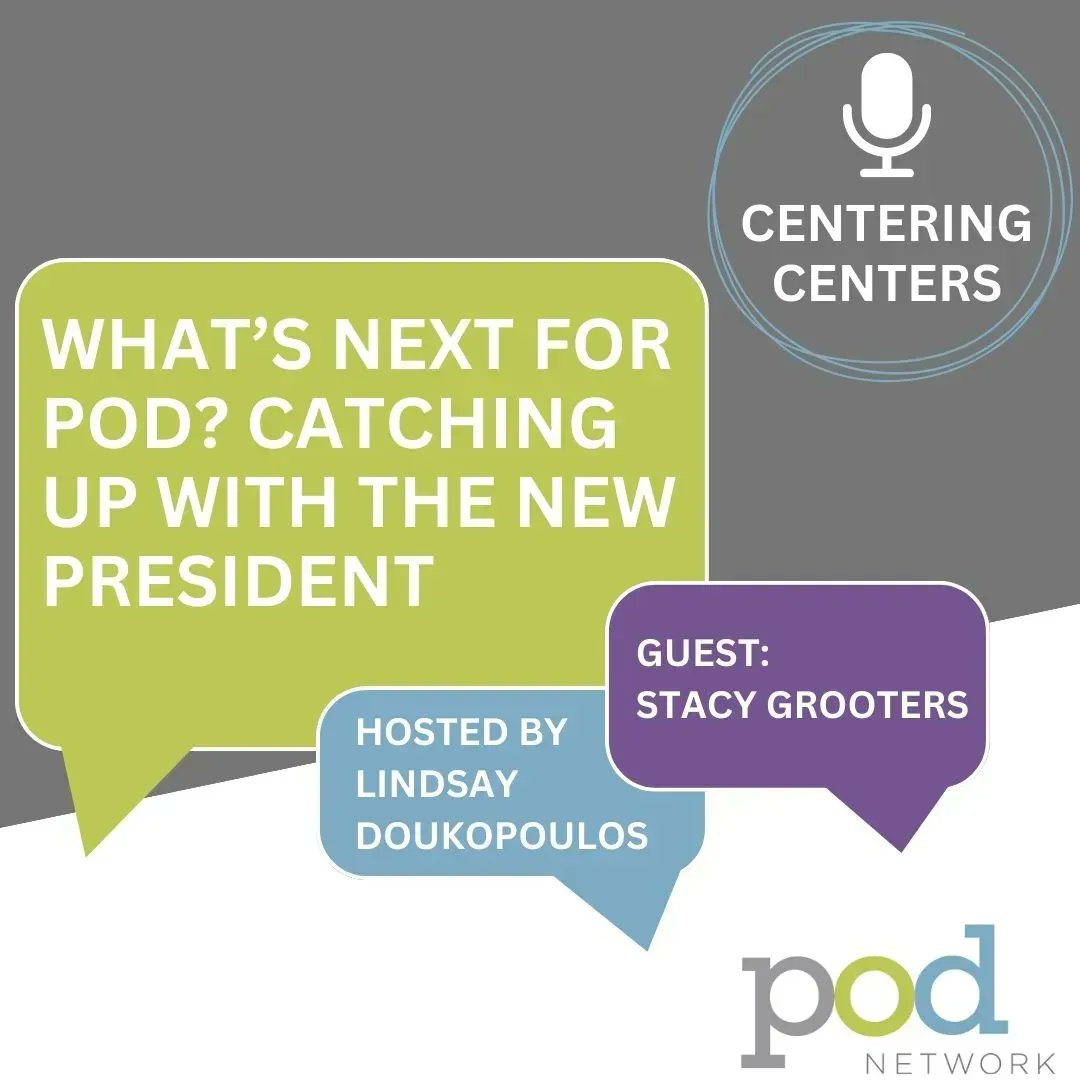 Tune in to an intriguing new episode of the Centering Centers podcast featuring POD President, Stacy Grooters, as she reflects on the complex history and exciting future of POD Network. Listen now: buff.ly/3JIpNsy #HigherEd #Leadership