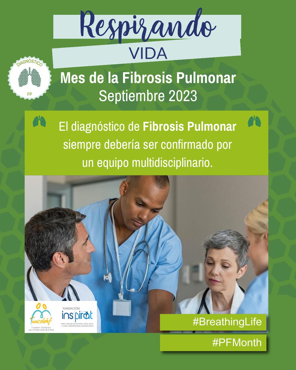 Los síntomas de #FibrosisPulmonar como disnea (dificultad para respirar) y tos también se presentan en otras enfermedades y puede retrasar la detección de la #FP
La confirmación diagnóstica debería ser realizada por un equipo multidisciplinario 
💙
#PFMonth #BreathingLife #CurePF