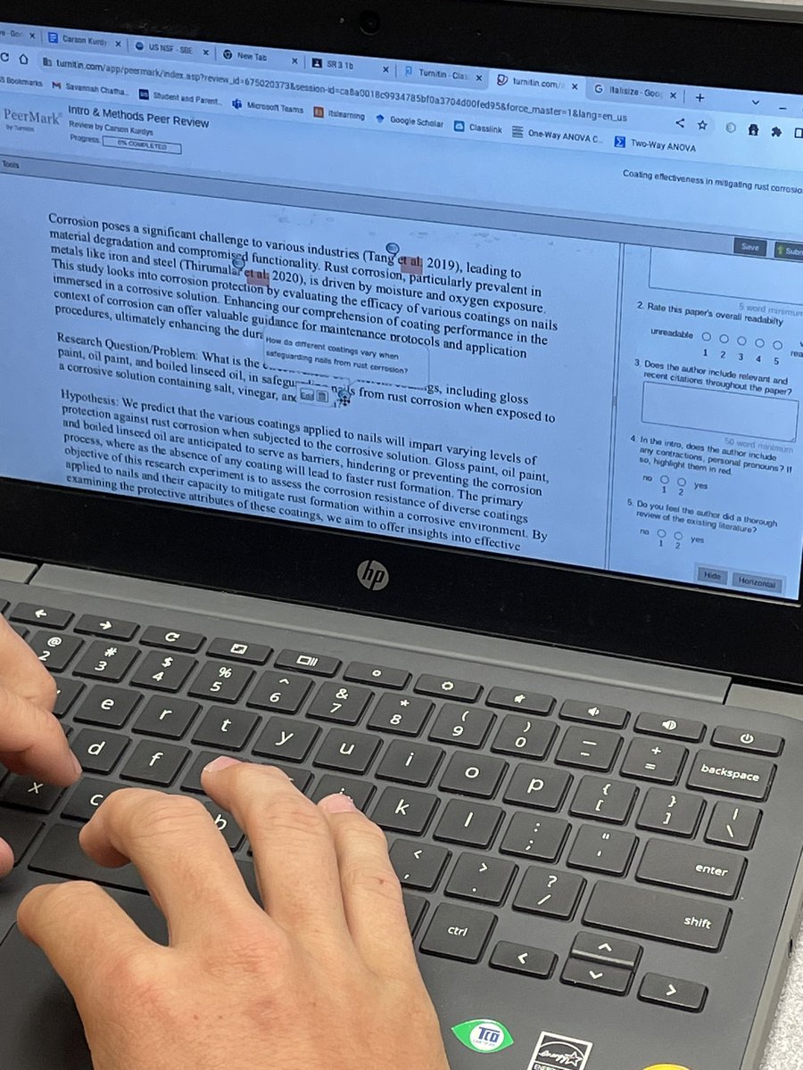 IHSSciResearch's tweet photo. Lots of peer editing in scientific research! The PeerMark feature in @Turnitin is awesome! https://t.co/gBymaLqxn2