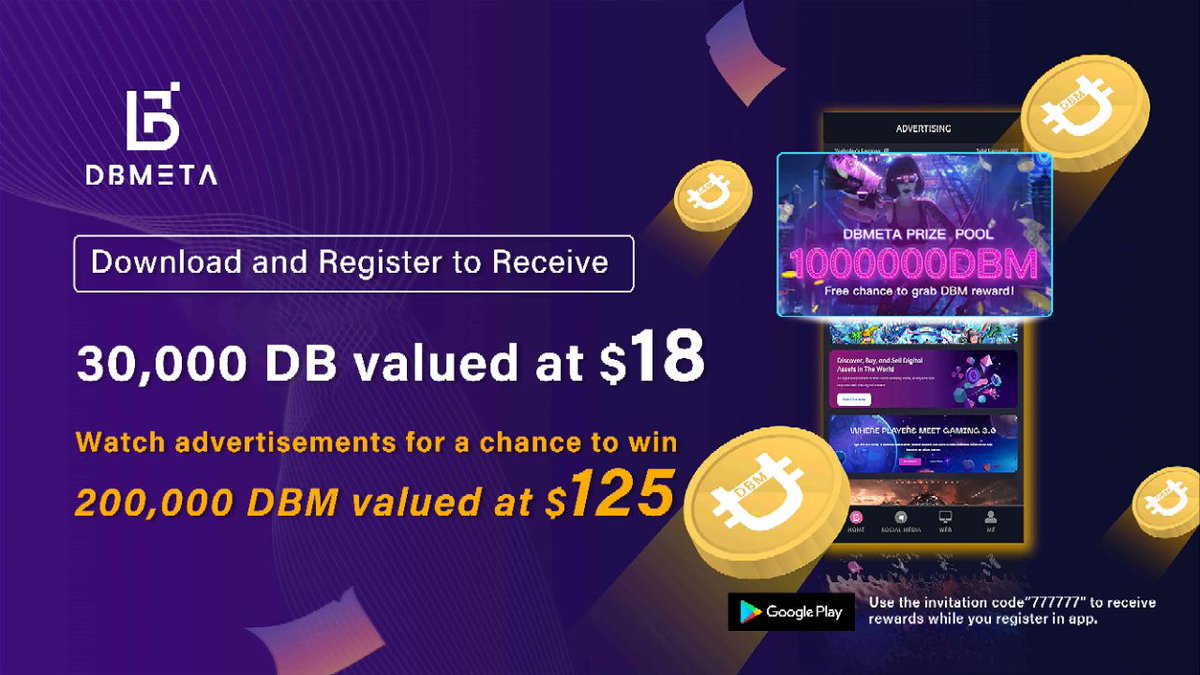 🔥DBMETA Blind Box Airdrop🔥

🏆 Total Prize:$1,000,000 DBM ($2000)
🎁 Joining Reward : 30000DB ($18) For all Registed Users of DBMETA APP
👥 Ref reward : $100 worth of DB Token 

✅ Complete #gleam 
gleam.io/K9PCz/dbmeta-a… 

#airdrop #airdrops #crypto #airdropcrypto