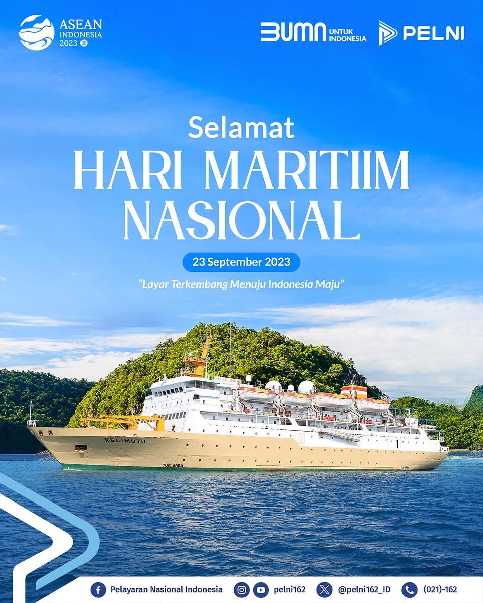 Hai #TemanPELNI

Selamat Hari Maritim Nasional 2023

Layar Terkembang Menuju Indonesia Maju🫡

#HariMaritimNasional2023
#WeConnectWeUnify
#BUMNUntukIndonesia