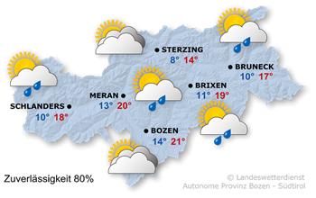 wetter.provinz.bz.it
Wetter heute: Noch leicht wechselhaft