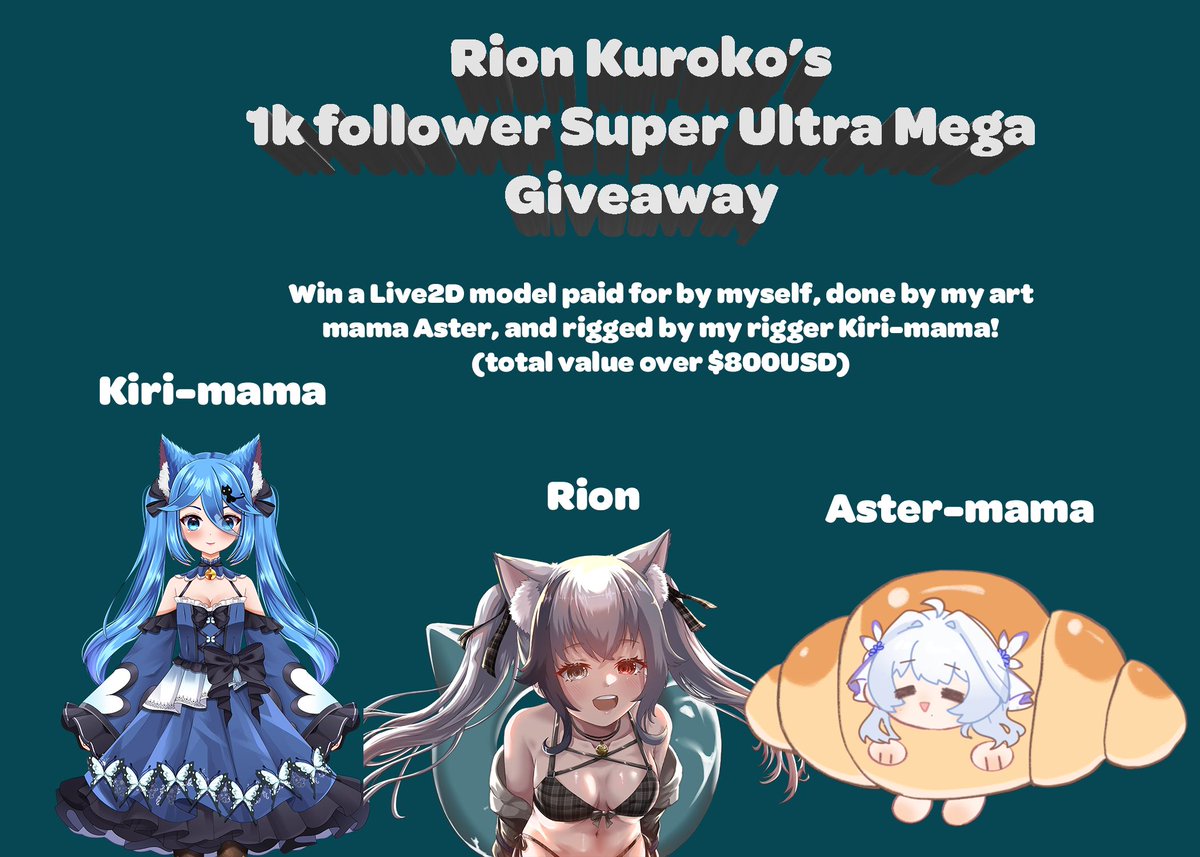 THE BIGGEST CONTEST OF ALL, TO THANK YOU ALL FOR HELPING ME REACH 1K FOLLOWERS!

A chance to become my true sibling! Rules are
1)Like and Share this post
2)Follow me if you arent already
3)Follow <a href="/Kirisato12/">Kirisato|Live2DRigger 🇲🇾</a> and <a href="/4i_Y0u/">ayaya!!! 📻🍎「COMMS CLOSE TILL MARCH」</a> 

Winner will be announced on my New Years' stream 12/31/23