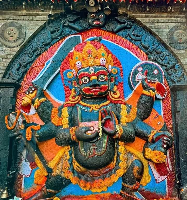 Saturday Morning &amp; Statue of Kaal Bhairav at Basantapur, Kathmandu. ❤️🙏 

Pic. @Nishan_Paudel14