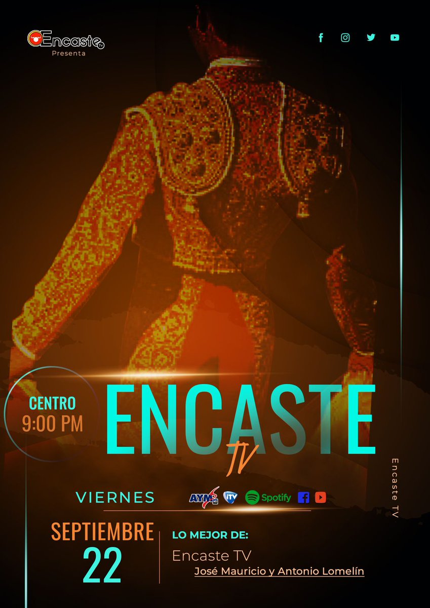#EncasteTv 🐂🎙️

➡️ Lo mejor de Encaste Tv
📅 Hoy 9pm
📺 <a href="/AYMSports/">AYM Sports</a>
📲 Facebook Live, Youtube