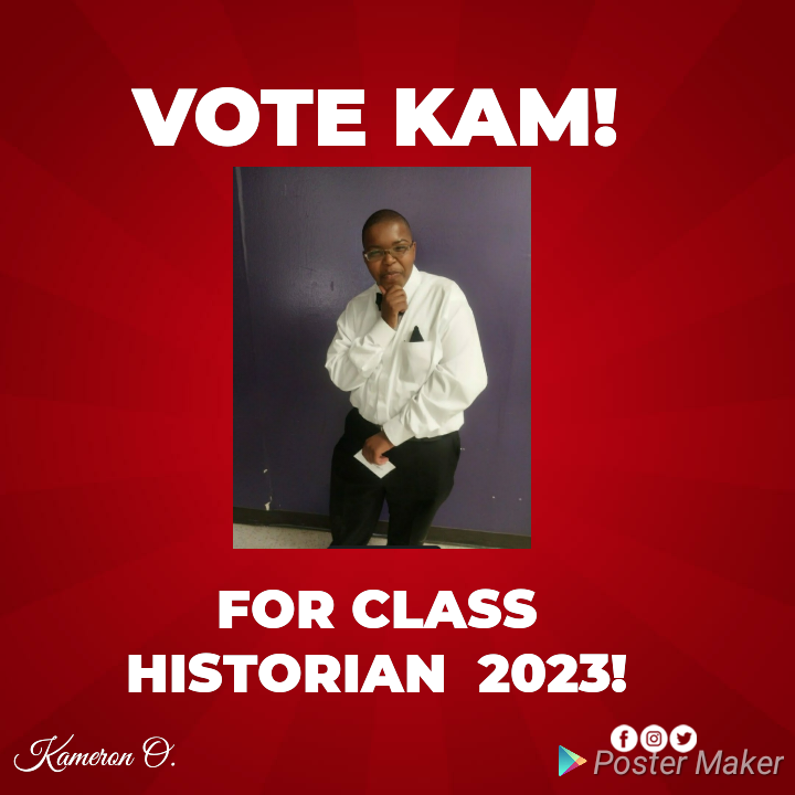 Kameron07634772's tweet photo. Vote Kam! For Class Historian 2023!

#comedy #explorepage #viral #viralvideos #funny #campaign  #Vote #ClassPresident #WhatdatCampaigningDo https://t.co/Nzo10bzi0E