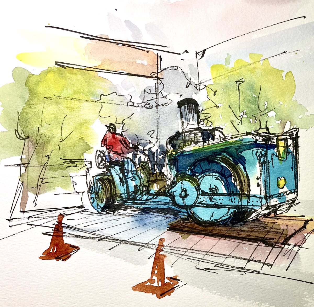 sumacm's tweet image. Spots are still available in my color-forward urban sketching class in San Francisco  @archsupplies this Sunday 9/24! We’ll have the unique opportunity to draw @SFCB Roadworks Steamroller Printing Festival! Sign up now: eventbrite.com/e/focal-color-…